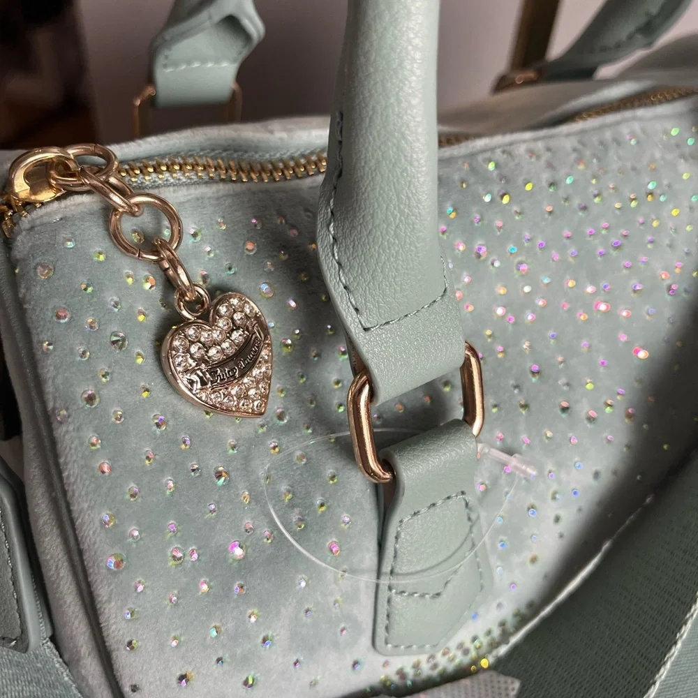 Juicy Couture Let It Shine Cool Blue Rhinestone Satchel Crossbody NWT